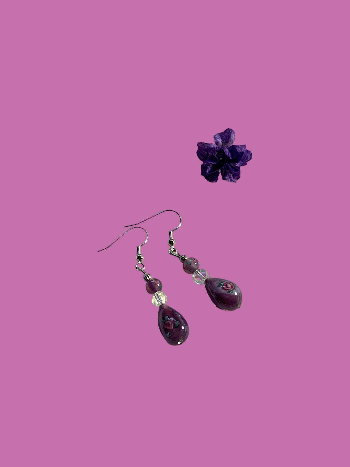 Purple tear drop earrings