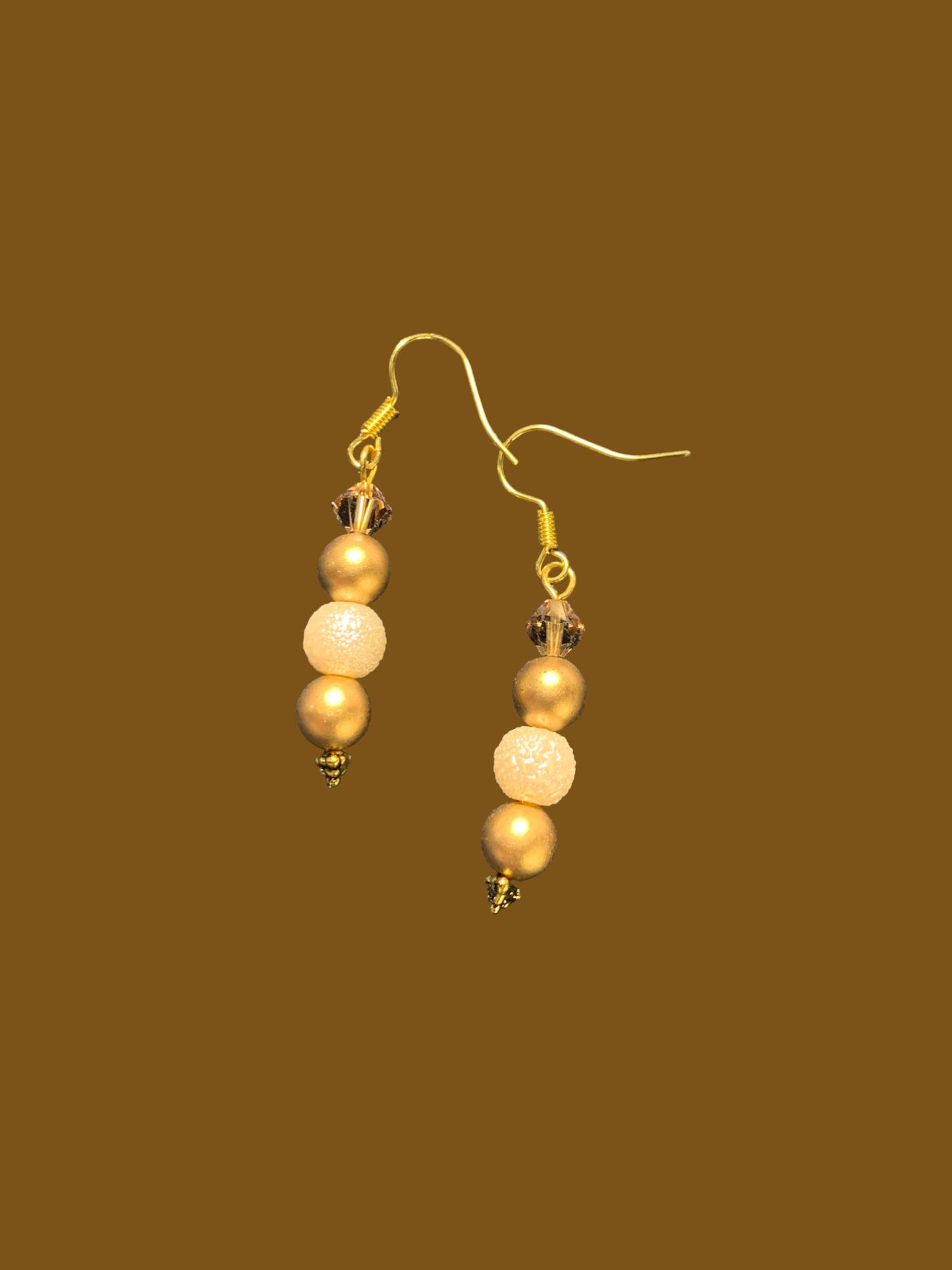 Gold and white color pearl beaded earrings