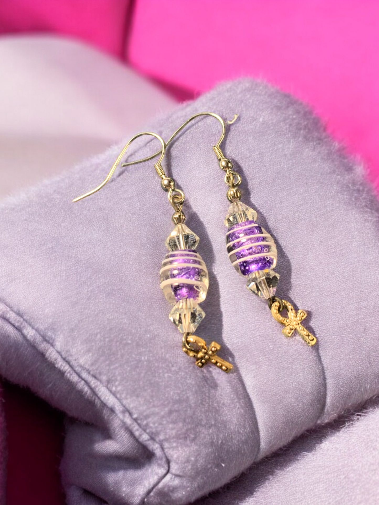 Purple crystallized earrings