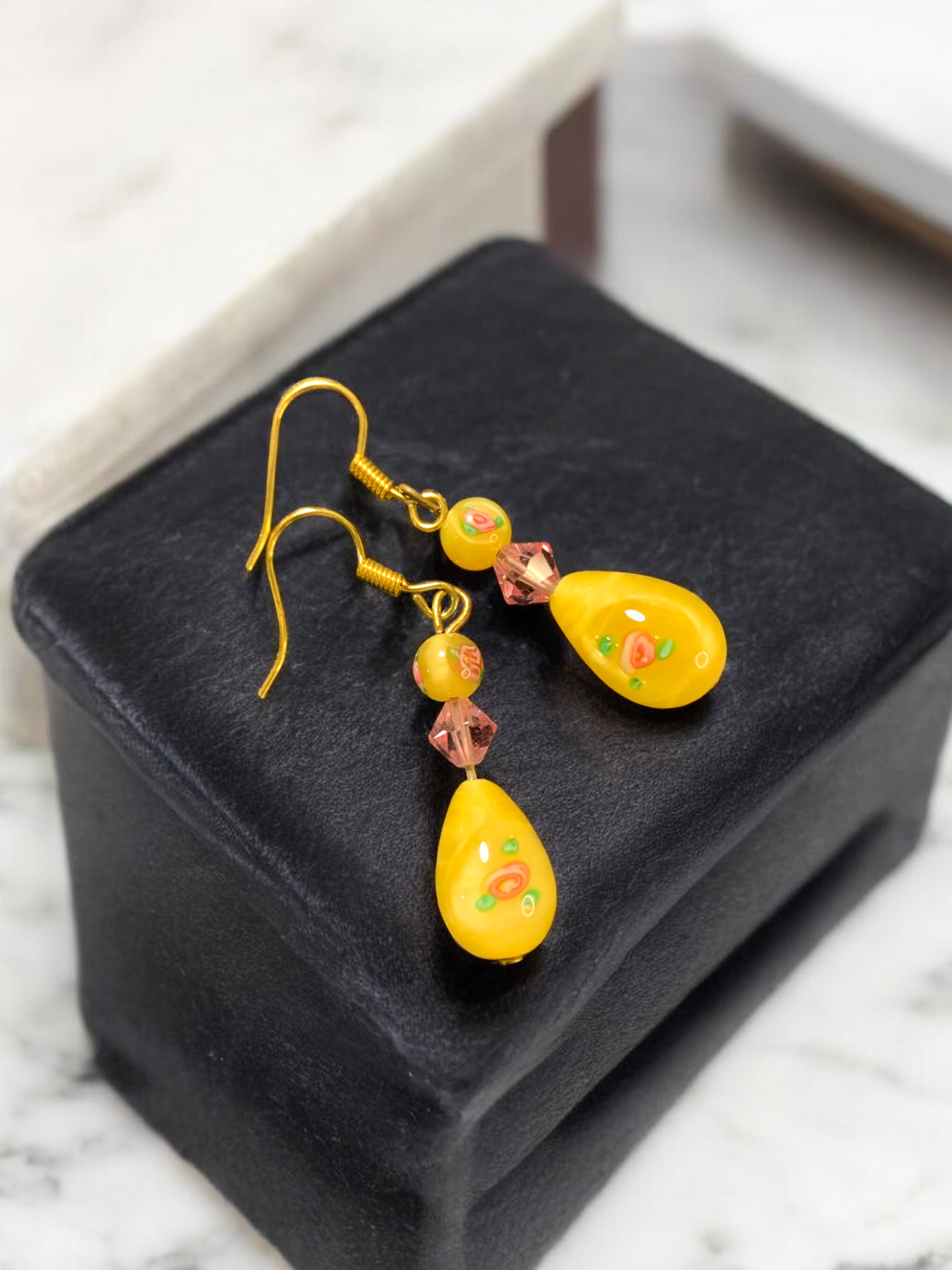 Yellow tear drop earrings