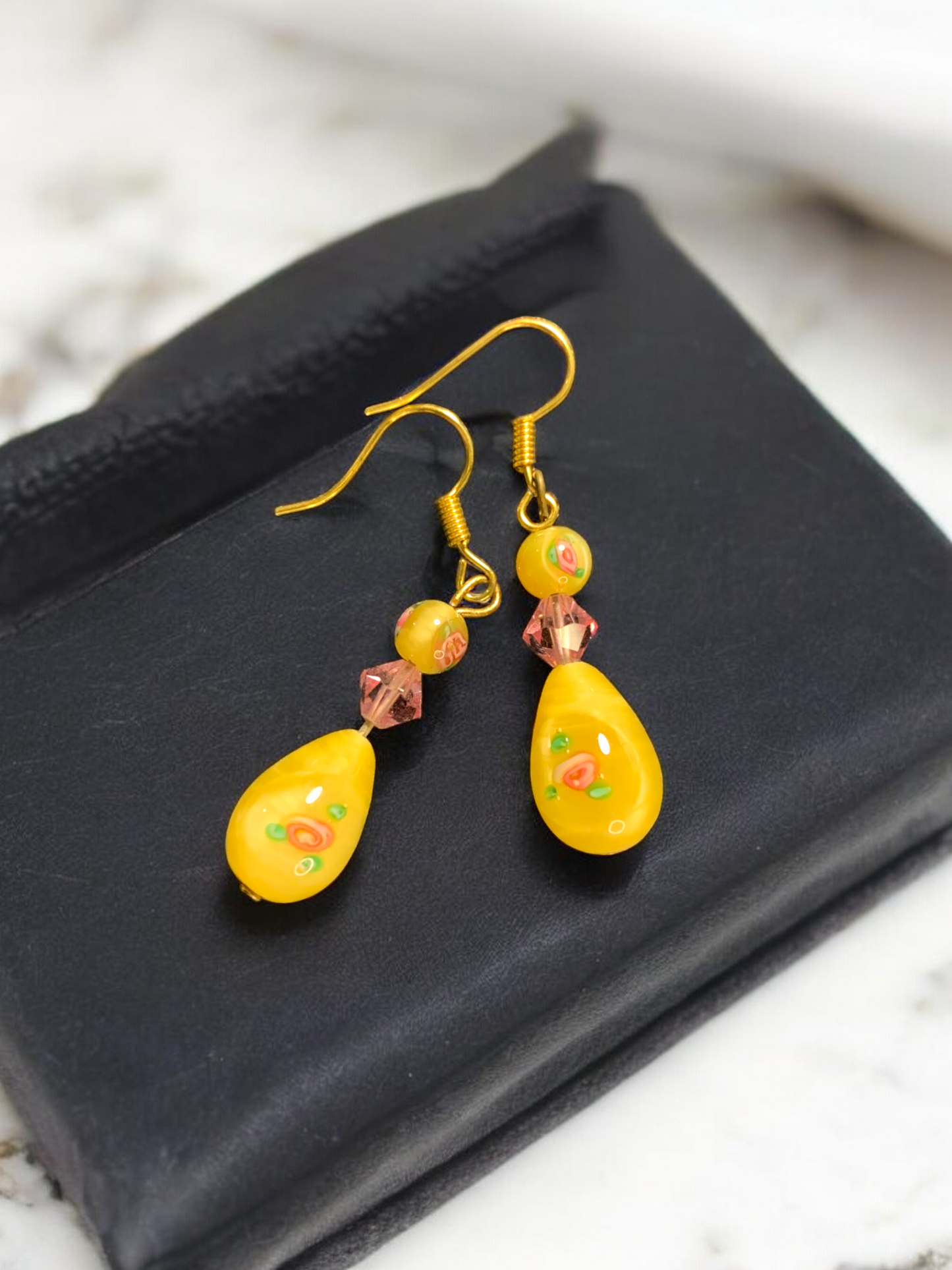 Yellow tear drop earrings