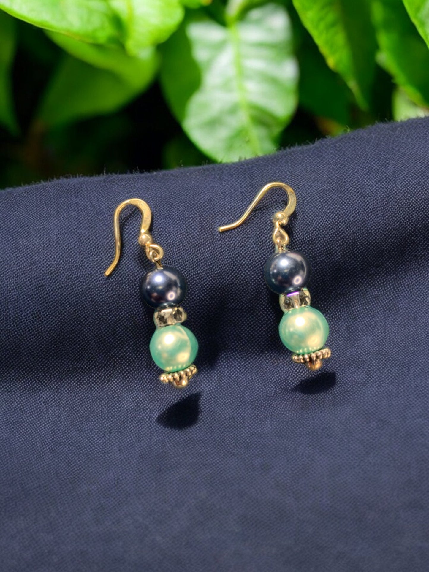 Blue pearl earrings