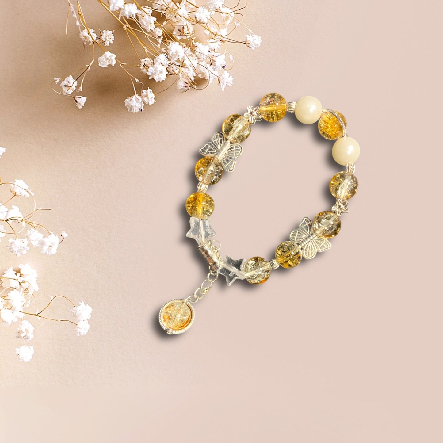 Yellow  Crackle Bracelet