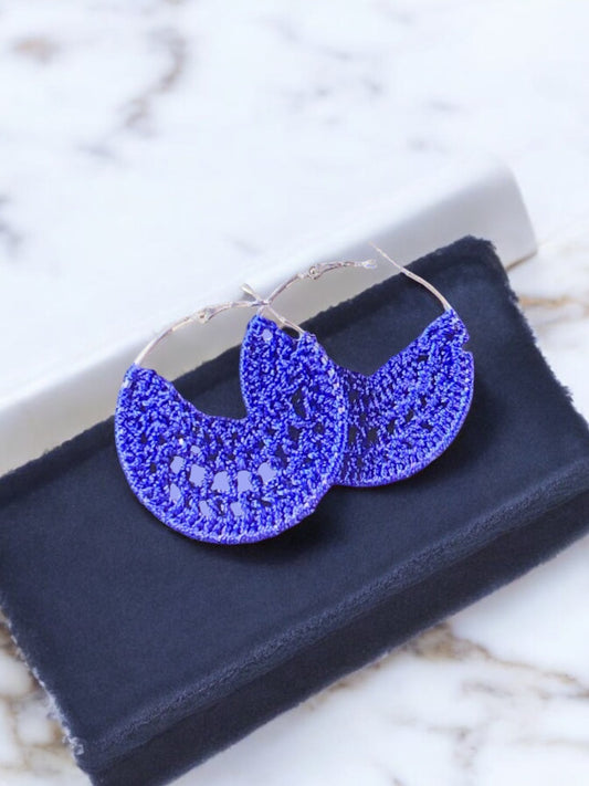 Blue crochet earrings