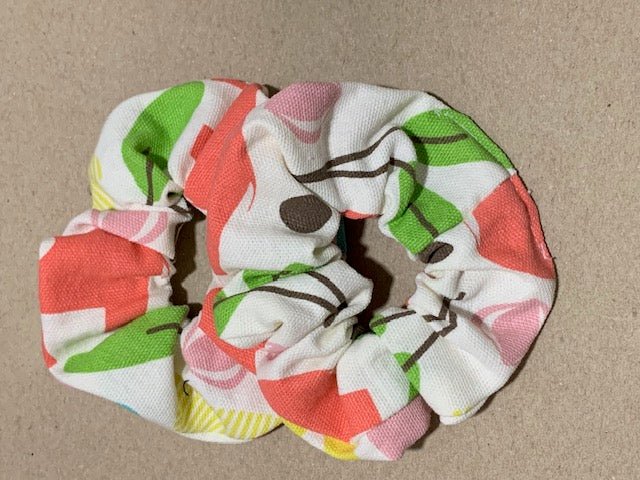 Pink and melon color scrunchies