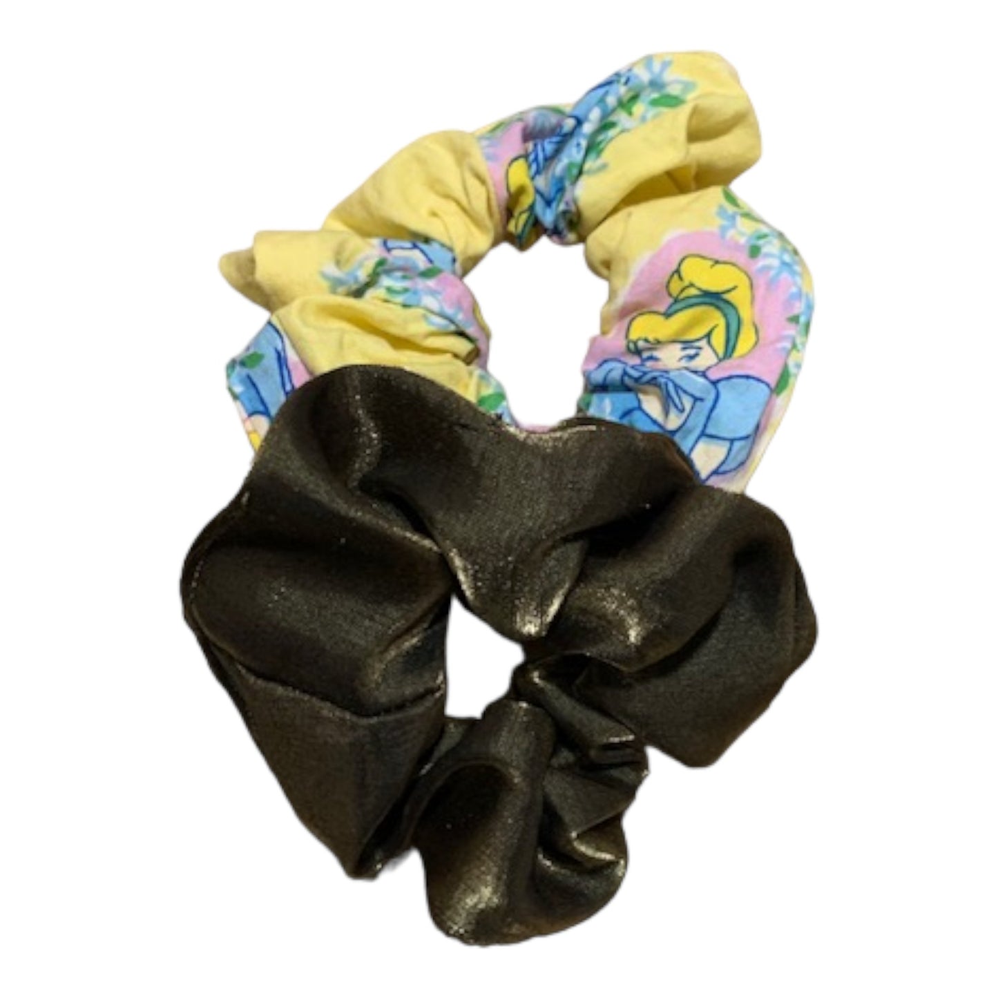 Cinderella and satin scrunchies