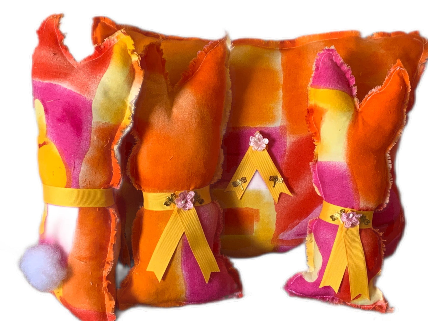 Orange bunnies and pillow decor