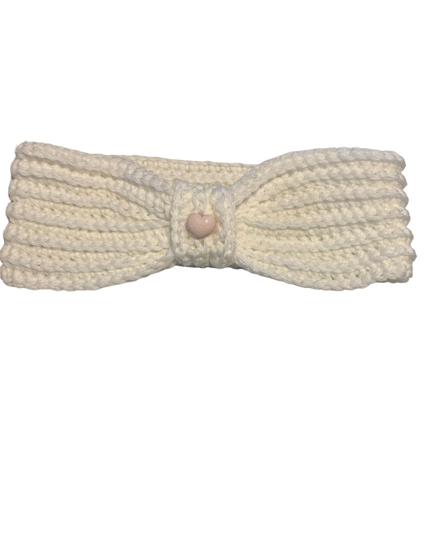 White crochet ear warmer headband