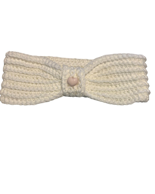 White crochet ear warmer headband