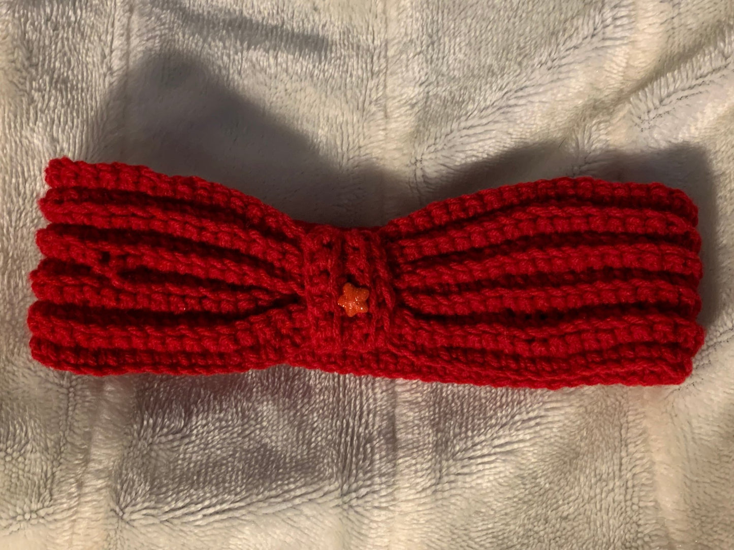 Red crochet ear warmer headband