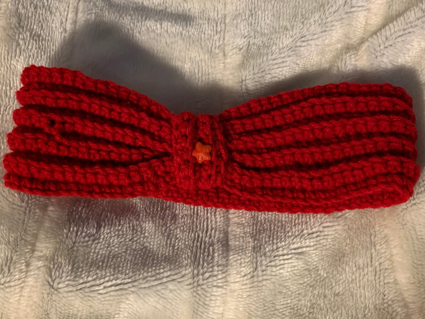 Red crochet ear warmer headband