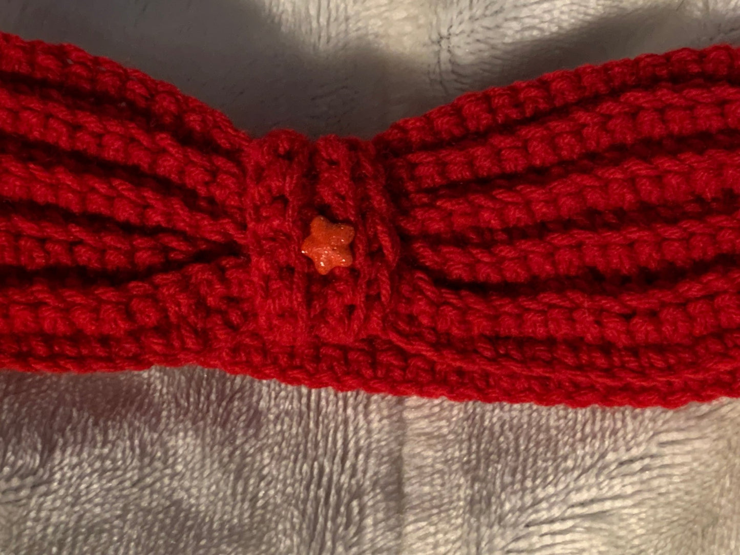 Red crochet ear warmer headband