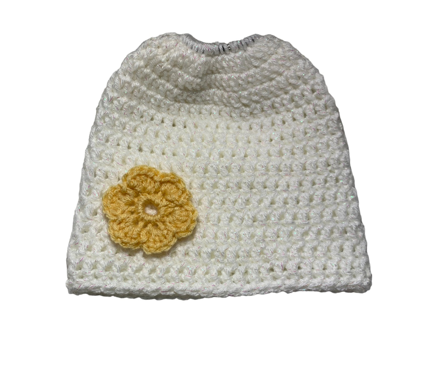 Yellow flower - Girl's messy bun beanies