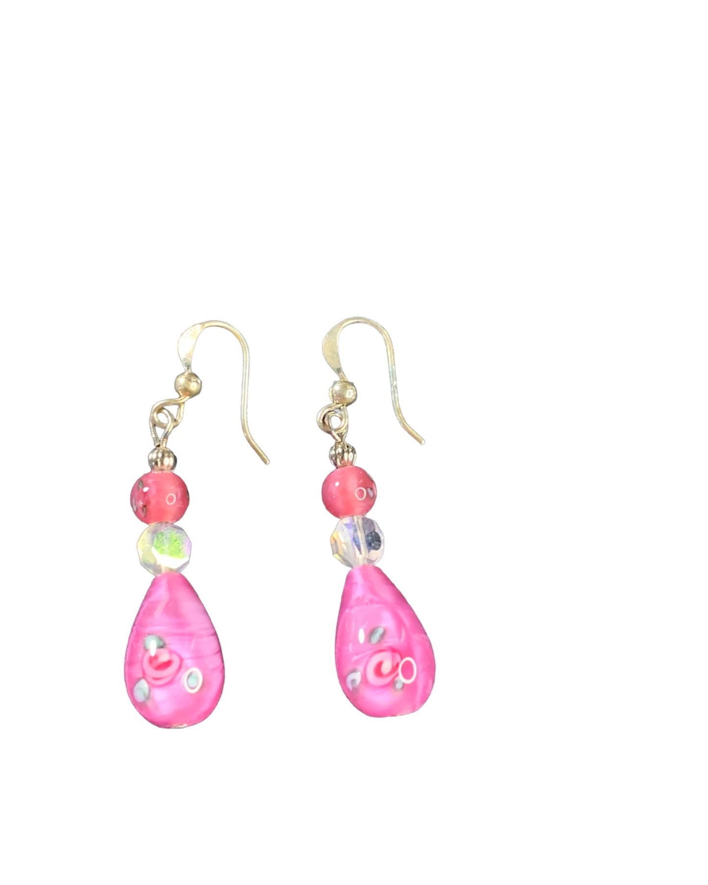 Pink tear drop earrings