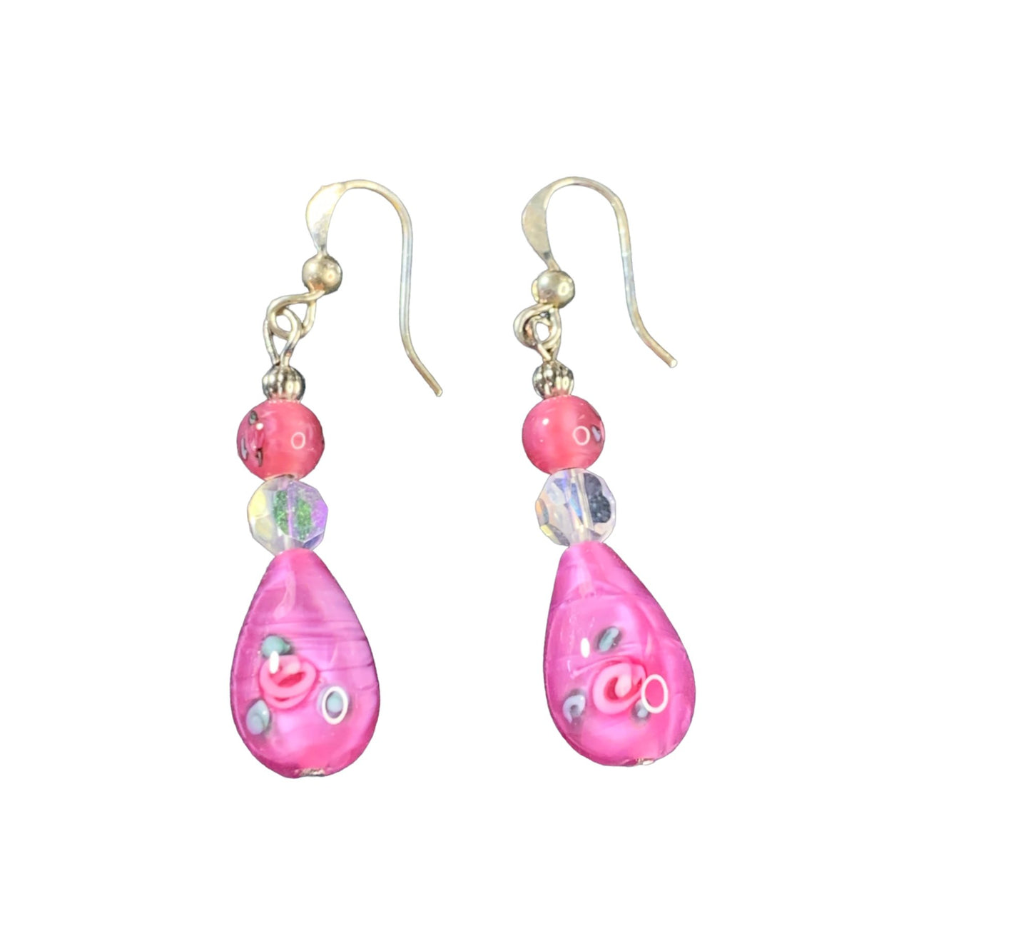 Pink tear drop earrings