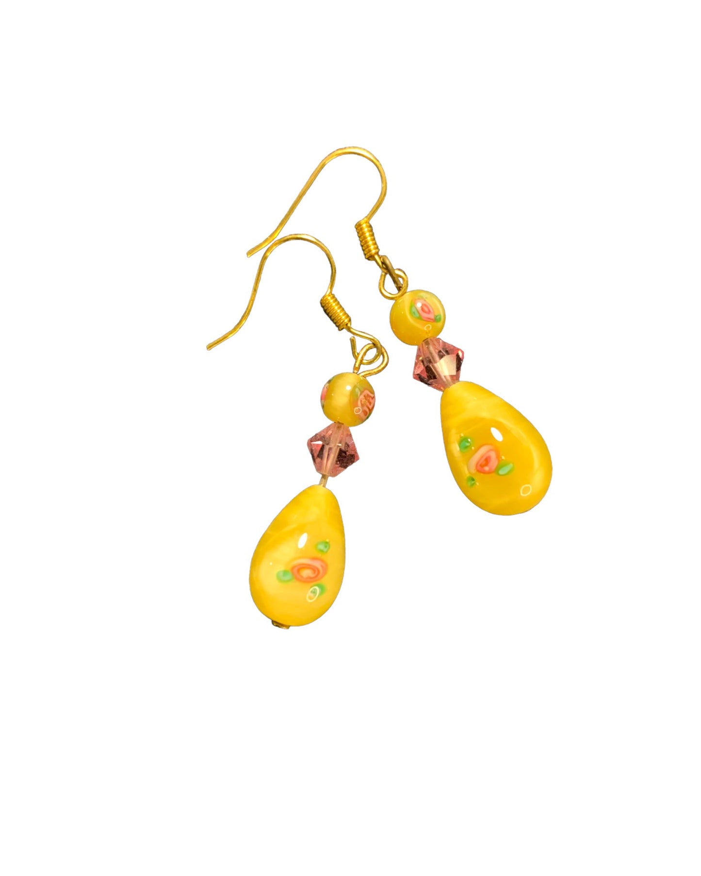 Yellow tear drop earrings