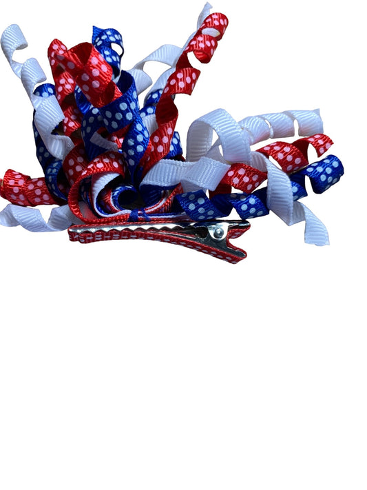 Red, white and blue hair clips