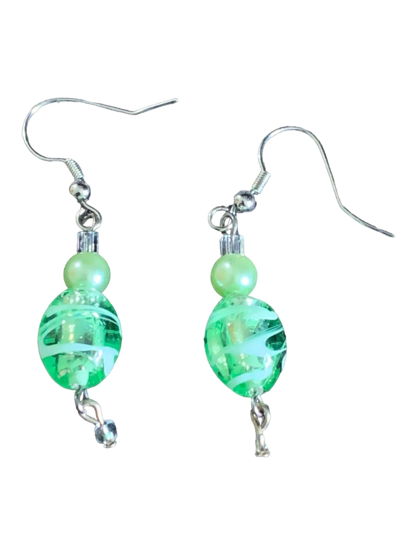 Green crystalized stripe earrings