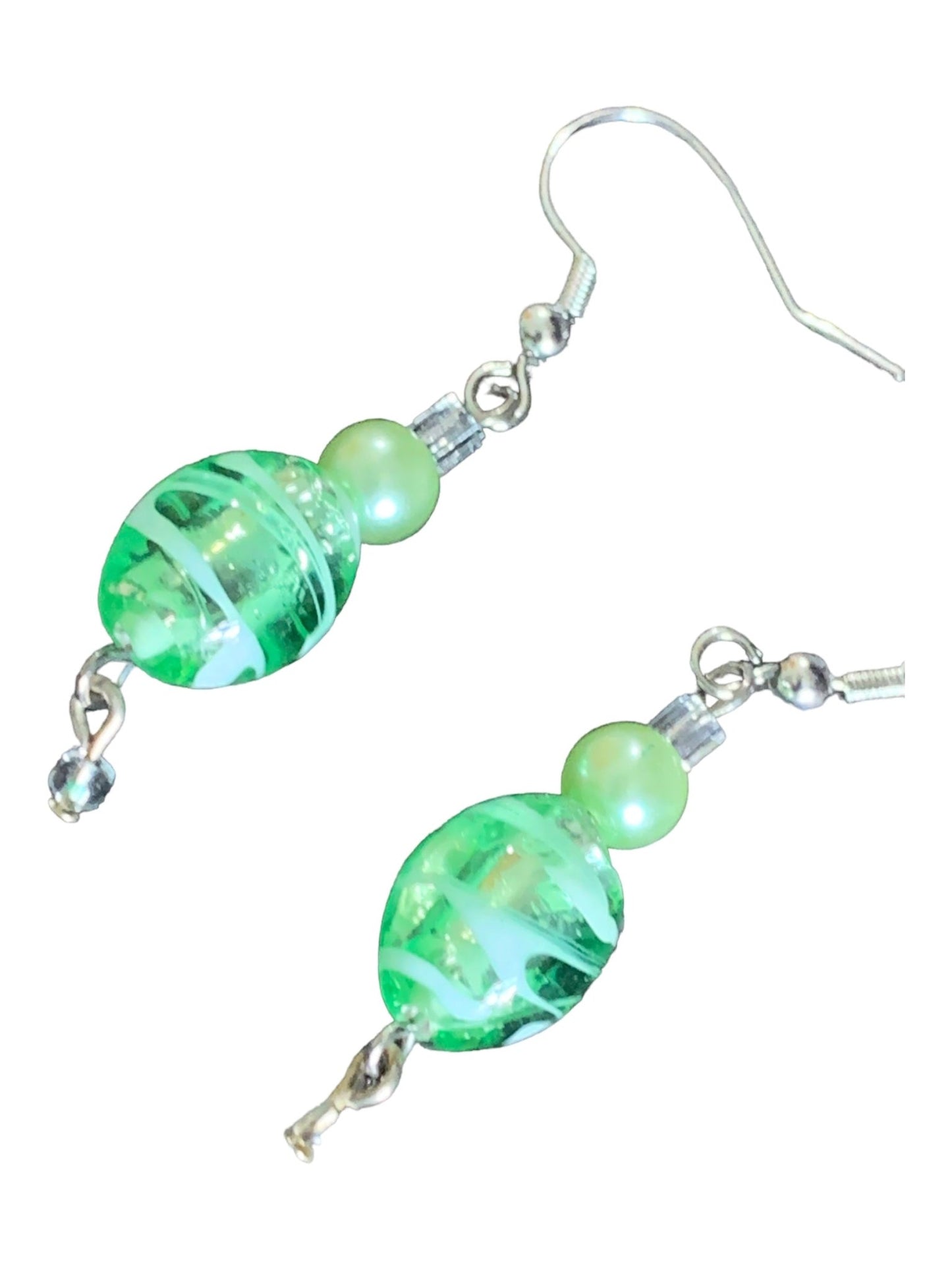 Green crystalized stripe earrings