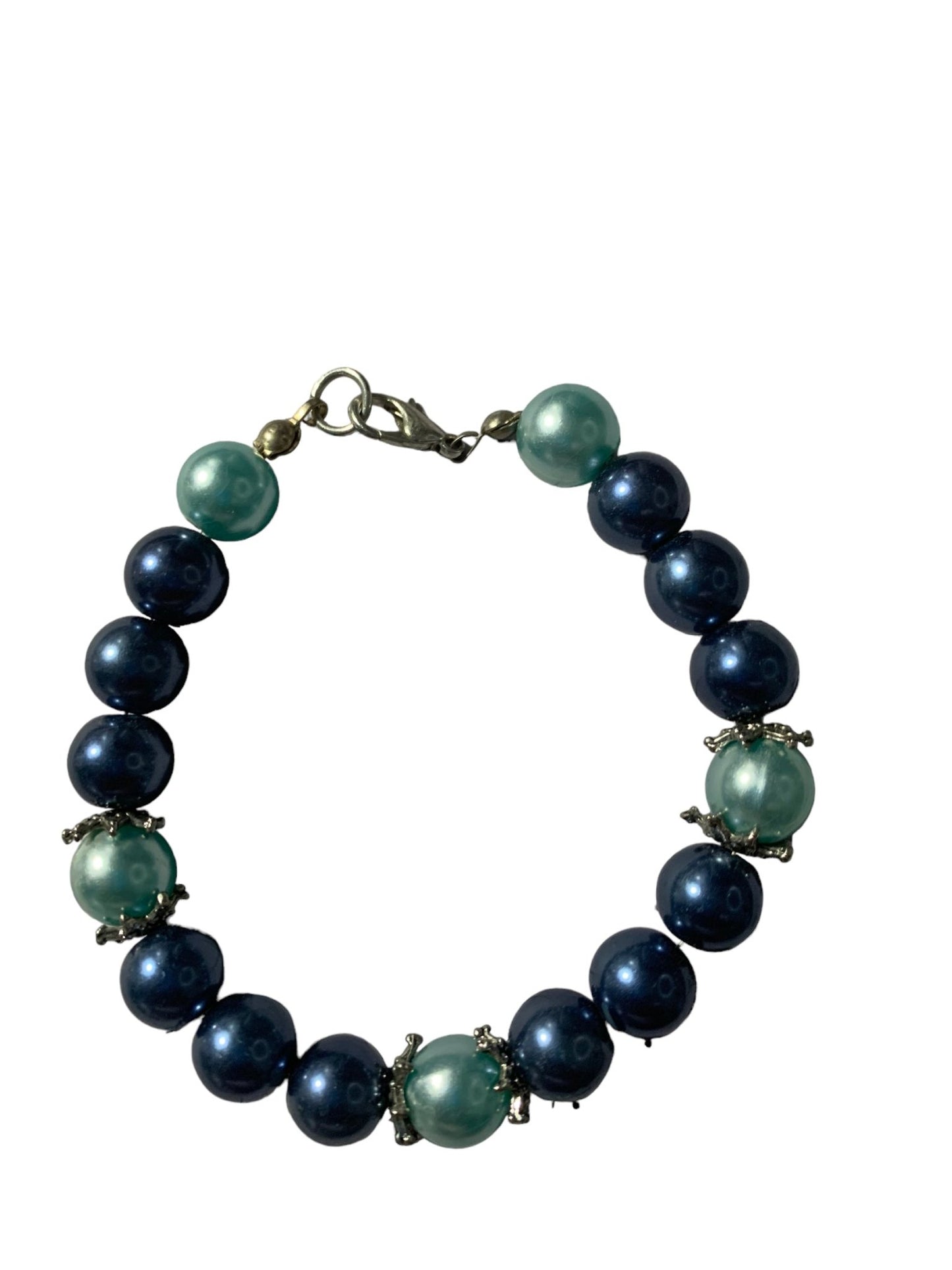 Blue and teal pearl bracelet