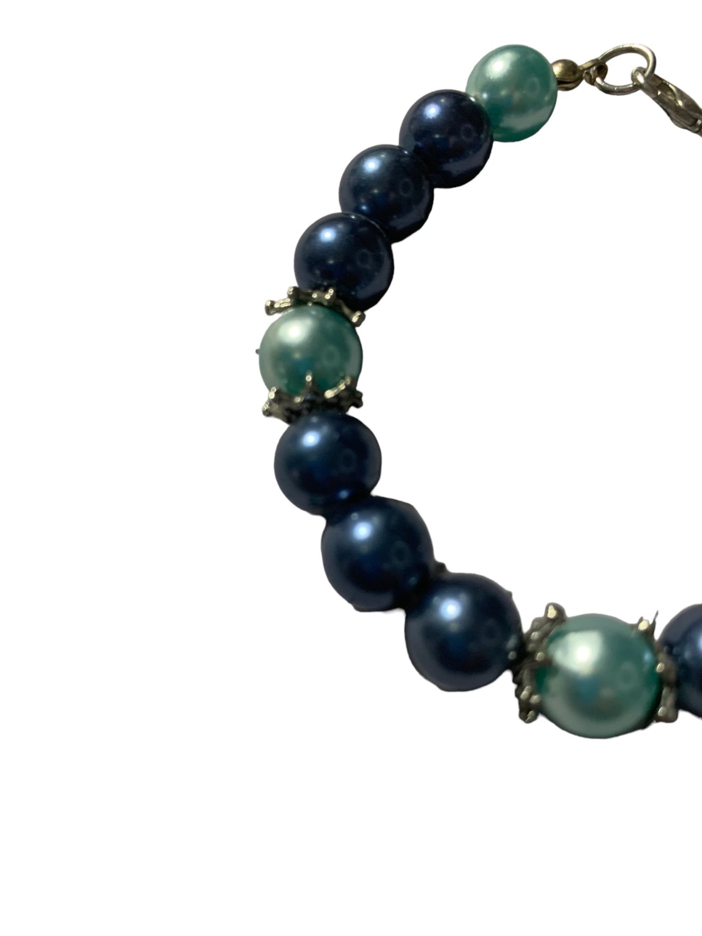 Blue and teal pearl bracelet